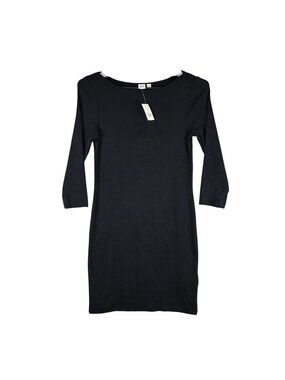 Womens Gap Black 3/4 Sleeve Bodycon Dress Supima Cotton Blend Stretch Size S
